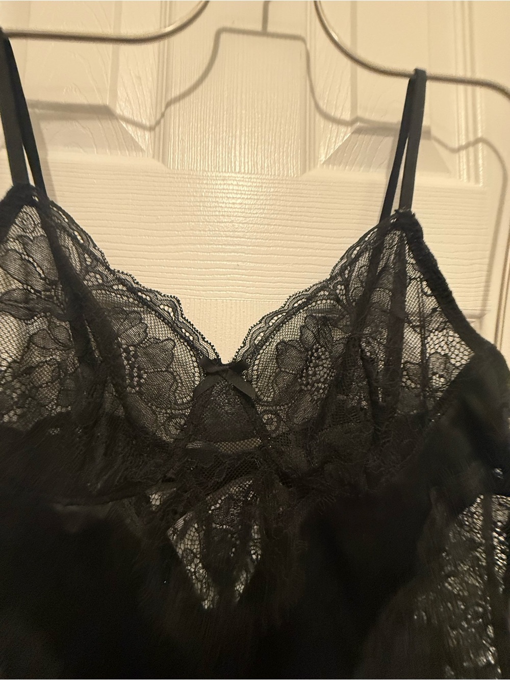 Victorias Secret Black Lace Satin Slip with Garter Straps Large - Picture 2 of 11